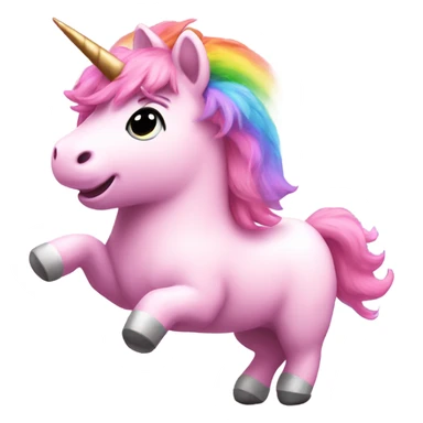 Pink fluffy unicorn dancing on a rainbow  sticker