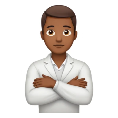 a guy holding his neck with his arms crossed  sticker