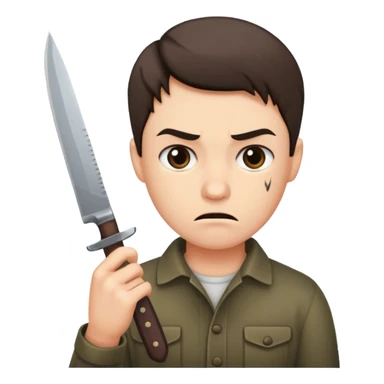 Classic Annoyed face with knife in hand sticker