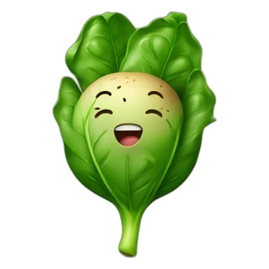 Spinach singing with potato sticker