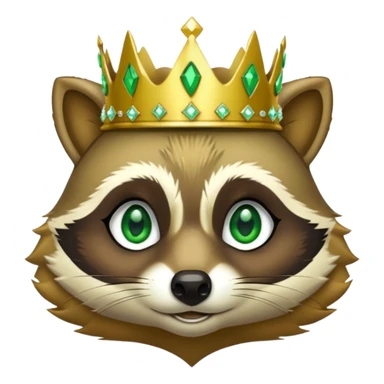 Bright green Racoon with jewelled gold crown sticker