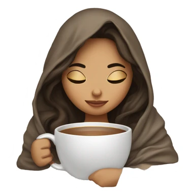 girl brunette inside a blanket sipping coffee eyes closed sticker