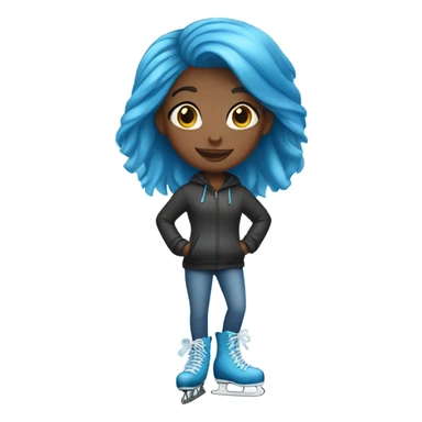 Black girl with blue hair on ice skates sticker