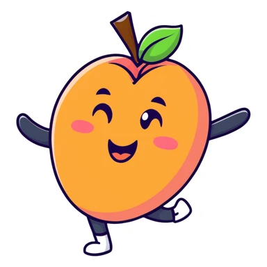 happy peach fruit character dancing sticker