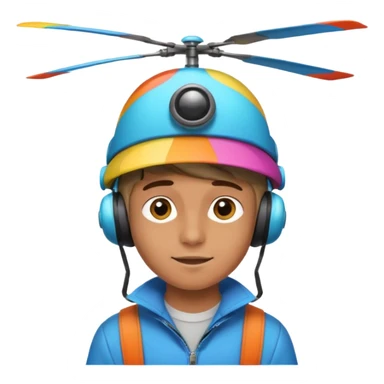 Boy wear colorful Spinning Helicopter Hat hat sticker