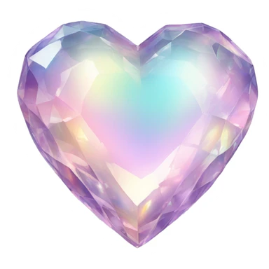 Sparkly glossy Pastel iridescent glass crystal glass heart sticker