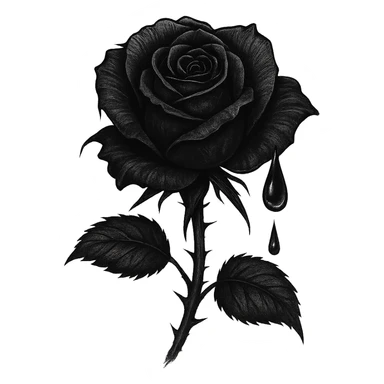 emo object, black rose with a single tear sticker