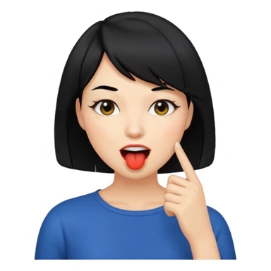 Chicas con pelo negro y corte bob haciendo que se muerde uno de sus dedos de manera picara sticker