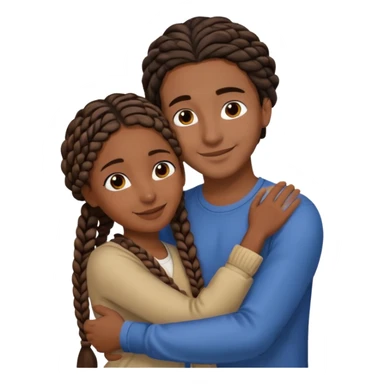 dark skin, black girl with black and brown braids, hugging her middle eastern boyfriend with brown hair and medium to light skin sticker