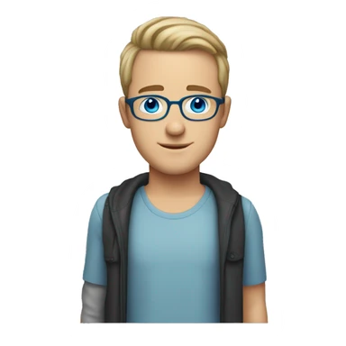 white boy with receding hairline with blue eyes and glasses and stubble beard sticker