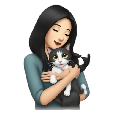 dark haired lady stroking a cat sticker