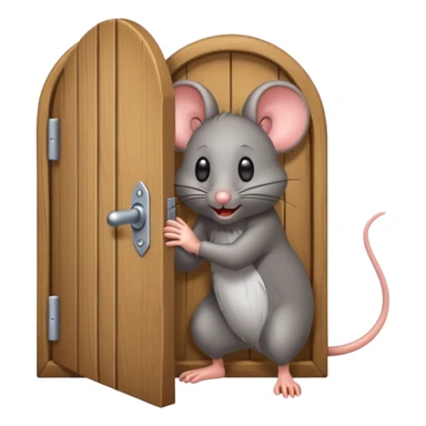 Scared Mouse open Little Door in the wall sticker