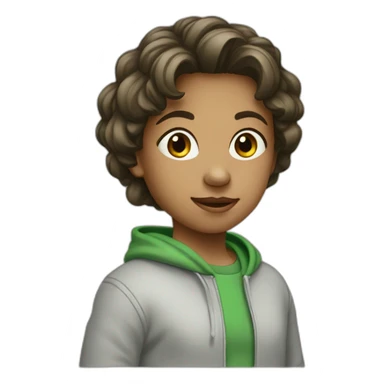 Girl-with-boy-haircut-and-green-hoodie sticker