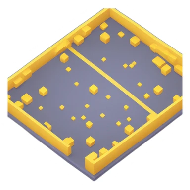 isometric square floor layout yellow lines border sticker
