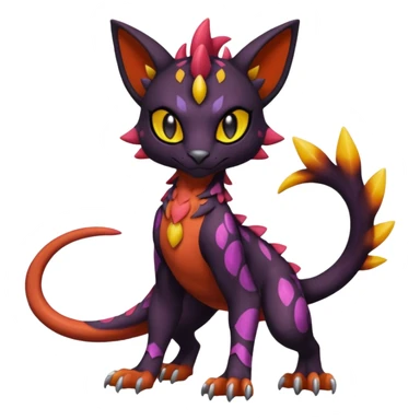 Spooky Colorful Scaley Shiny Liepard-Noivern-Litten-Sprigatito-Pokémon-fusion-creature (full body) sticker