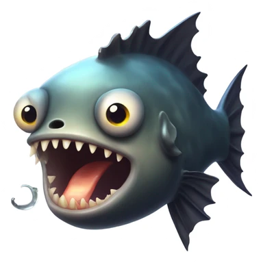Anglerfish with glowing lure, sharp teeth, and big eyes. sticker