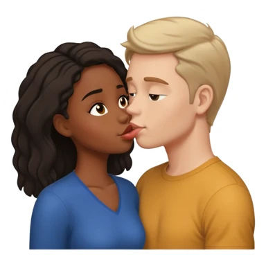 White guy kissing black girl sticker