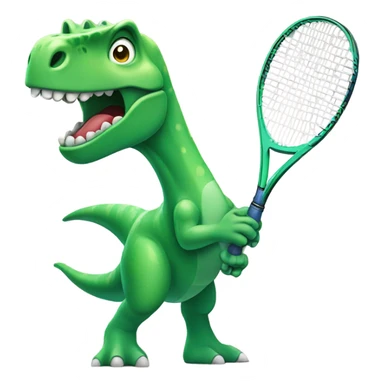 Green dino playing tennis sticker