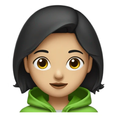 Girl-with-black-short-black-hair-and-green-hoodie sticker