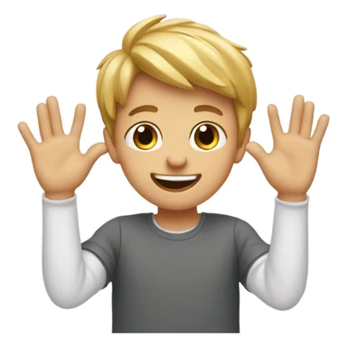 happy boy with heart hands sticker