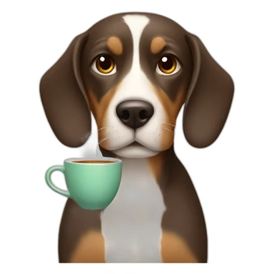 dog drinking tea sticker