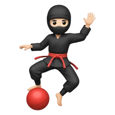Clumsy ninja tripping over toy sticker