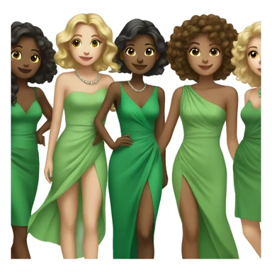Friends in stunning green dresses  sticker
