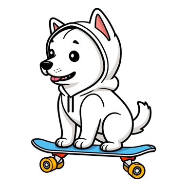Dog with hoodie on a skateboard  sticker