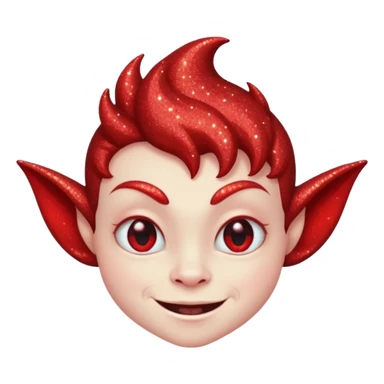red glitter smilling imp sticker
