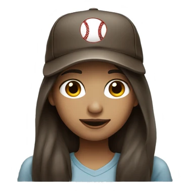 Girl with baseball cap and long dark brown hair and white skin using a laptop sticker