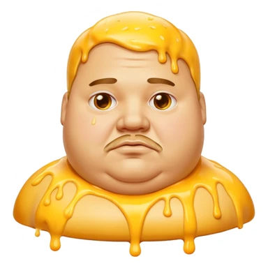 Fat man covered in cheese sticker