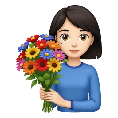 a pretty bratz fair girl with short black shaggy hair with a tall boy and flowers sticker