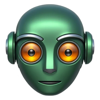 A robot head, green color sticker