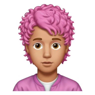 justin bieber with pink curly hair sticker