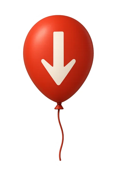 palloncino rosso con freccia in giù  sticker