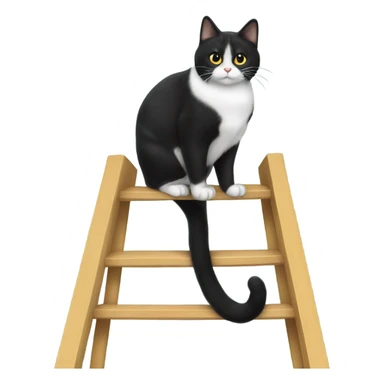 Tuxedo cat on ladder sticker
