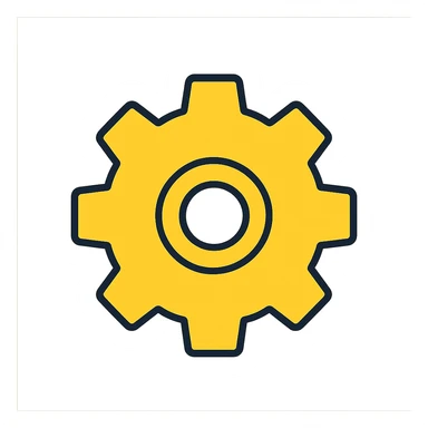 yellow cog wheel icon simple clear shape sticker