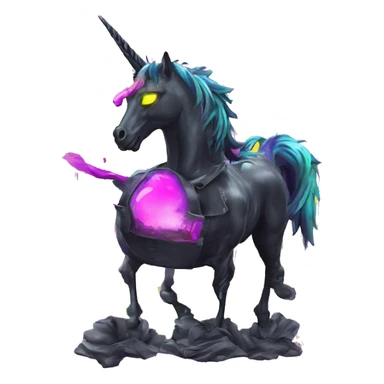 .Zombie_ Vaporwave black holographic oilslick zombie unicorn yellow caution tape graffiti Pegasus  sticker