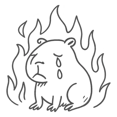 crying capybara, a fire around sticker