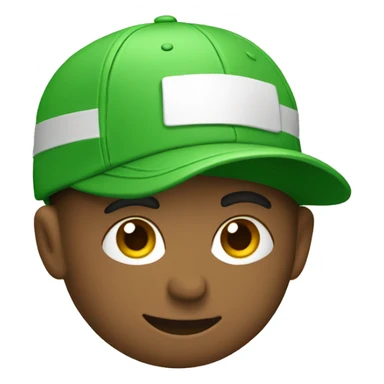 A guy wearing a hat which says "build your ideas" green cap sticker