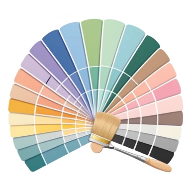 house paint swatches. there should be 3 or 4 cards of different colours, with different shades of that colour, in a slight fan shape sticker