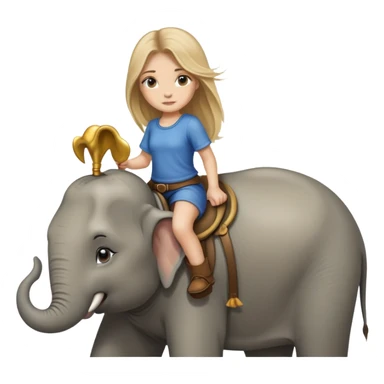 dirty blonde long hair girl riding an elephant sticker