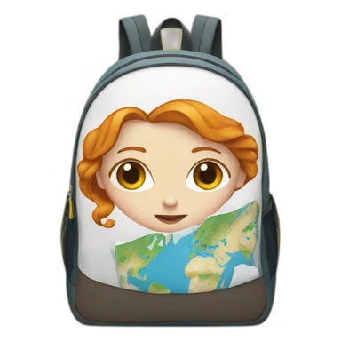 Ginger White woman backpack with the eyes and the map sticker