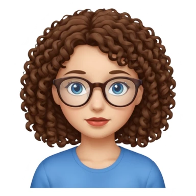 Girl with curly brown hair, blue eyes, and glasses  sticker