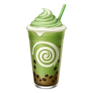 matcha latte with boba and ice without stick and add a lil coffee  sticker