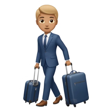 Please create an image of a young person departing overseas for employment. Set the scene as them pulling a suitcase toward the airp sticker