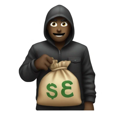 Robber with money bag sticker