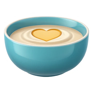 “Simple bowl emoji 🥣 in clean 3D style, smooth rounded bowl shape, light neutral bowl color, glossy plastic texture, shiny reflective surface, soft studio lighting, subtle highlights, minimal cereal/porridge inside with smooth surface, cute emoji proportions, ultra-polished 3D look,  sticker