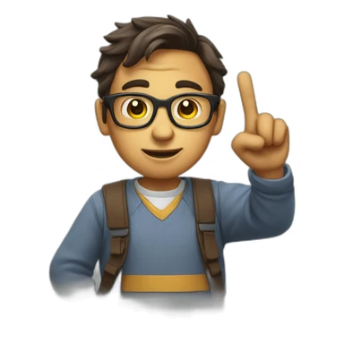 nerd raising his finger to say something nerdy sticker