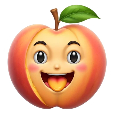stylized emoji where a peach is split open to reveal a shaking face inside, showing both the fruit and the trembling expression sticker